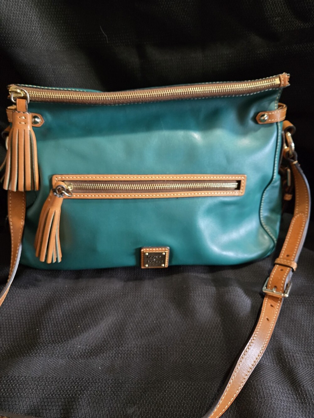 Dooney & Bourke Teal Green Florentine Leather Presley Shoulder Bag EUC